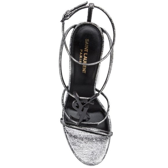 Cassandra 110 Metallic Leather YSL Logo Sandals - Picture 7 of 12